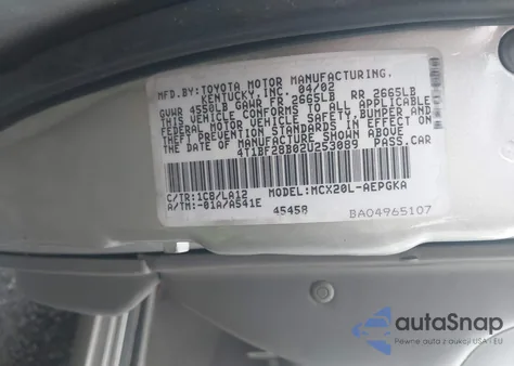 2002 Toyota Avalon Xls из США, поврежденный, VIN 4T1BF28B02U253089